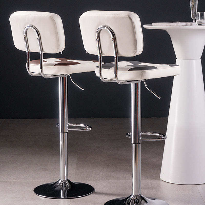 Modern Adjustable Backrest Counter High Stool with Leather Cushion