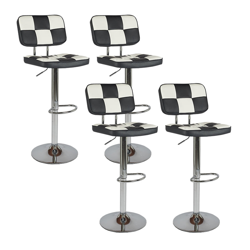 Modern Adjustable Backrest Counter High Stool with Leather Cushion