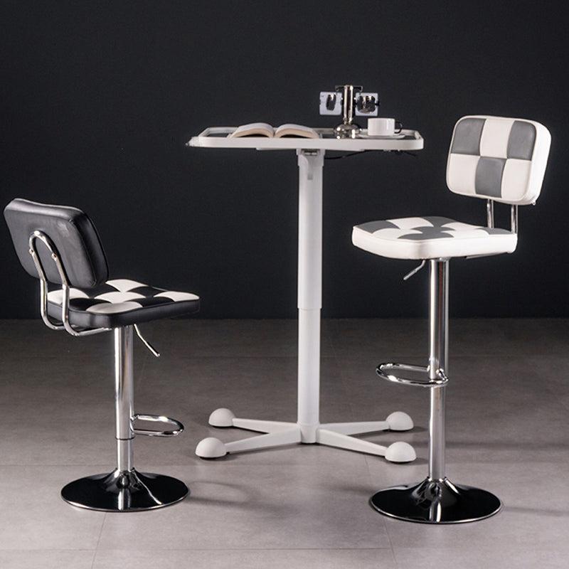 Modern Adjustable Backrest Counter High Stool with Leather Cushion