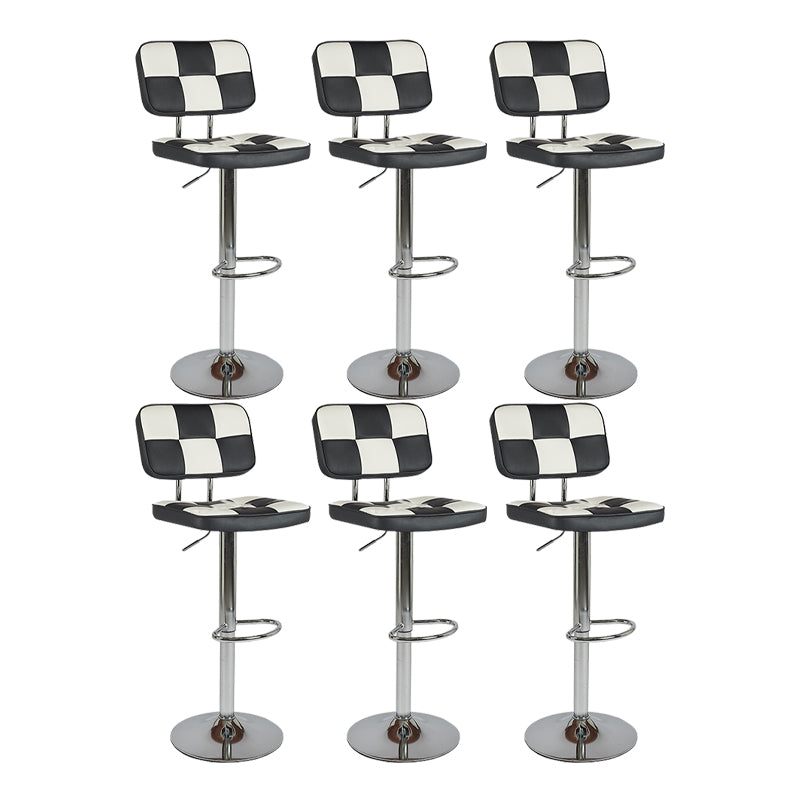 Modern Adjustable Backrest Counter High Stool with Leather Cushion