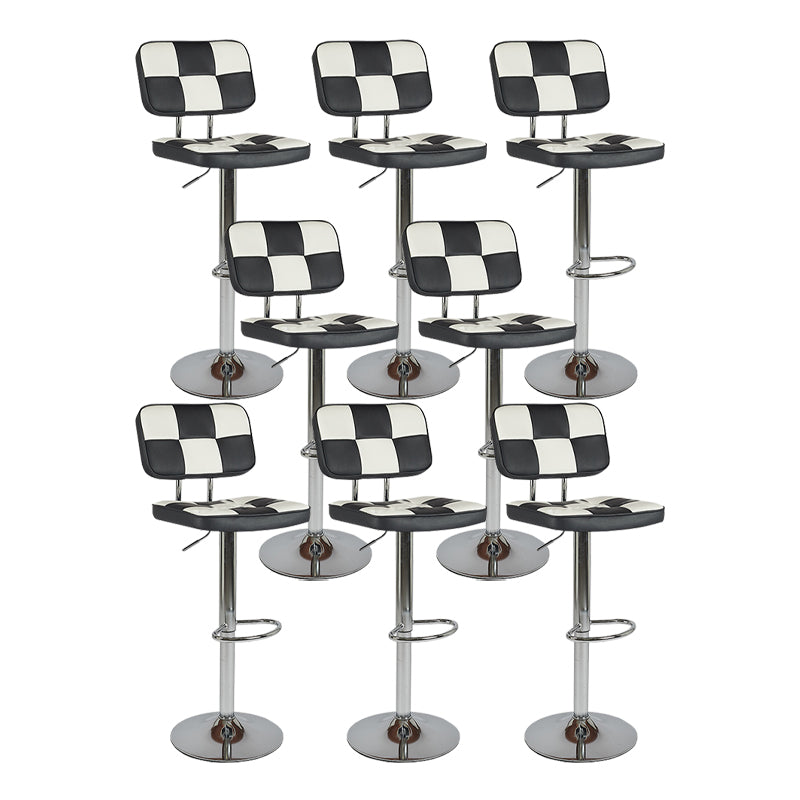 Modern Adjustable Backrest Counter High Stool with Leather Cushion