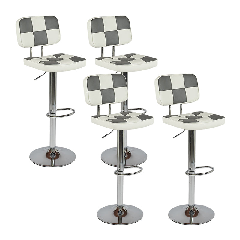 Modern Adjustable Backrest Counter High Stool with Leather Cushion