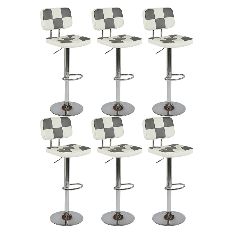 Modern Adjustable Backrest Counter High Stool with Leather Cushion