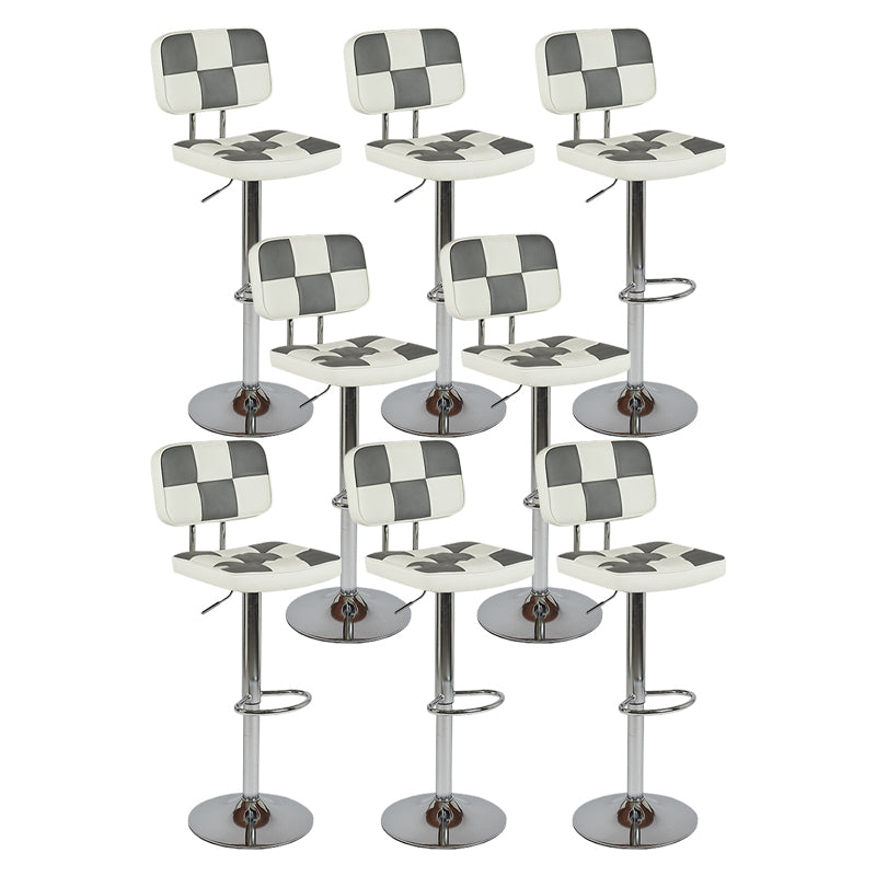 Modern Adjustable Backrest Counter High Stool with Leather Cushion