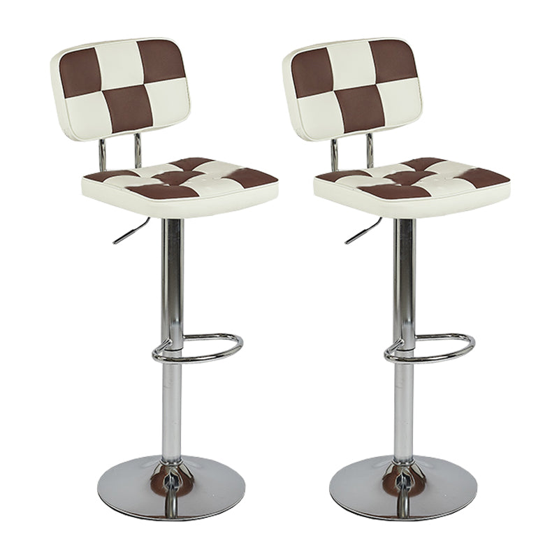 Modern Adjustable Backrest Counter High Stool with Leather Cushion