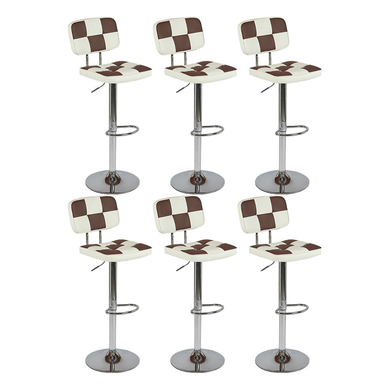 Modern Adjustable Backrest Counter High Stool with Leather Cushion