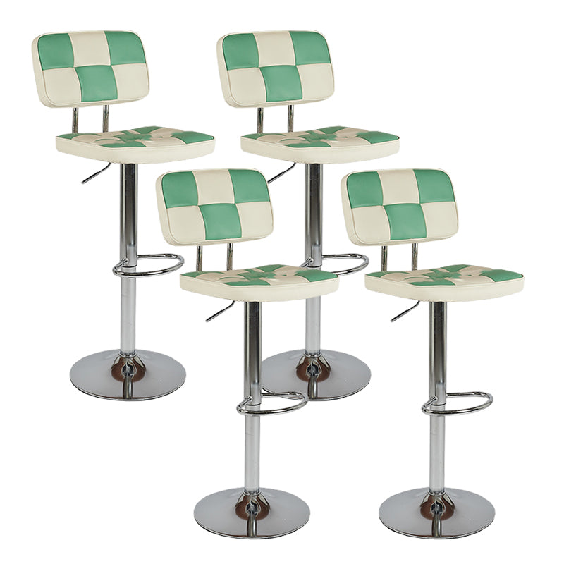 Modern Adjustable Backrest Counter High Stool with Leather Cushion