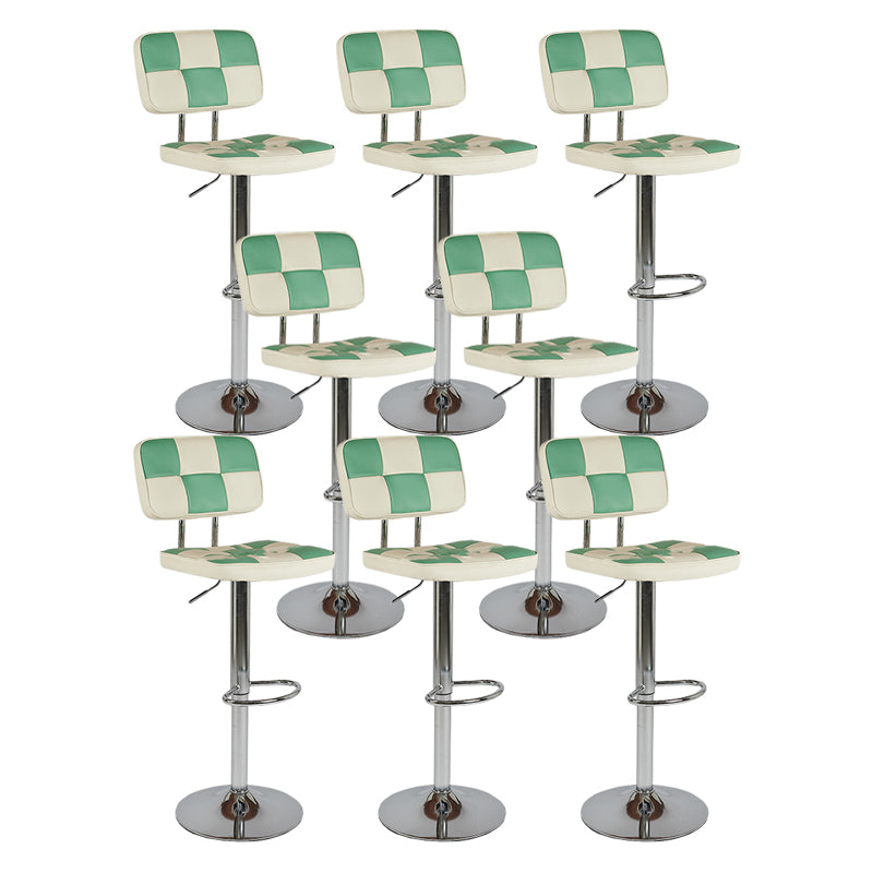 Modern Adjustable Backrest Counter High Stool with Leather Cushion