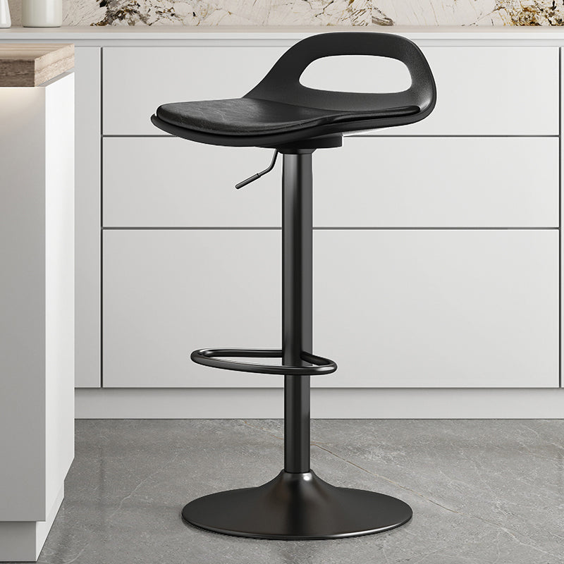 Modern Adjustable Height Swivel Low Back Bar Stool with Footrest Black 1 Piece Clearhalo 'Bar Furniture' 'Bar Stools' 'bar_stools' 'furn' 'furn_bar_stools' 'Furniture' 'Kitchen & Dining Furniture' 7686613