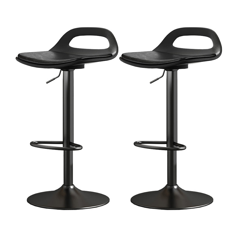 Modern Adjustable Height Swivel Low Back Bar Stool with Footrest Black 2 Piece Set Clearhalo 'Bar Furniture' 'Bar Stools' 'bar_stools' 'furn' 'furn_bar_stools' 'Furniture' 'Kitchen & Dining Furniture' 7686614