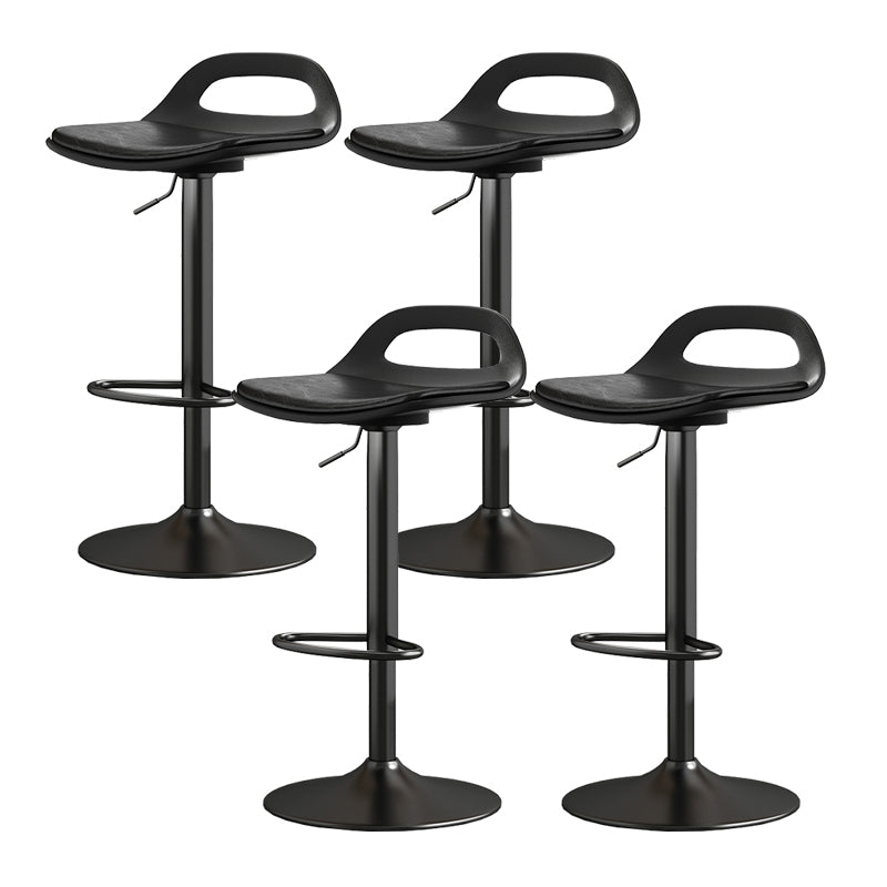 Modern Adjustable Height Swivel Low Back Bar Stool with Footrest Black 4 Piece Set Clearhalo 'Bar Furniture' 'Bar Stools' 'bar_stools' 'furn' 'furn_bar_stools' 'Furniture' 'Kitchen & Dining Furniture' 7686617