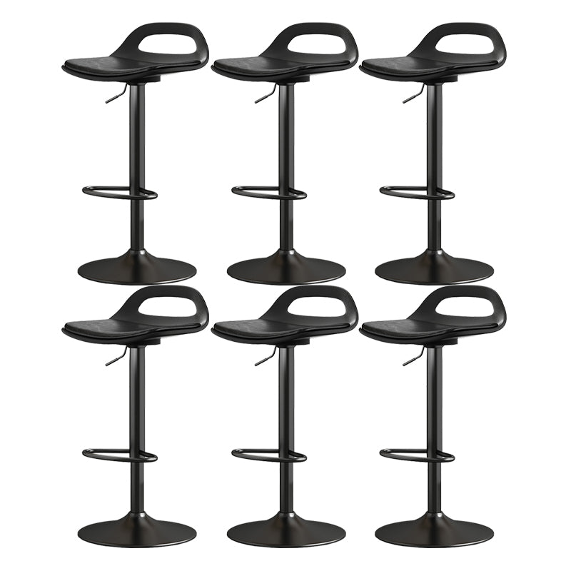 Modern Adjustable Height Swivel Low Back Bar Stool with Footrest Black 6 Piece Set Clearhalo 'Bar Furniture' 'Bar Stools' 'bar_stools' 'furn' 'furn_bar_stools' 'Furniture' 'Kitchen & Dining Furniture' 7686618
