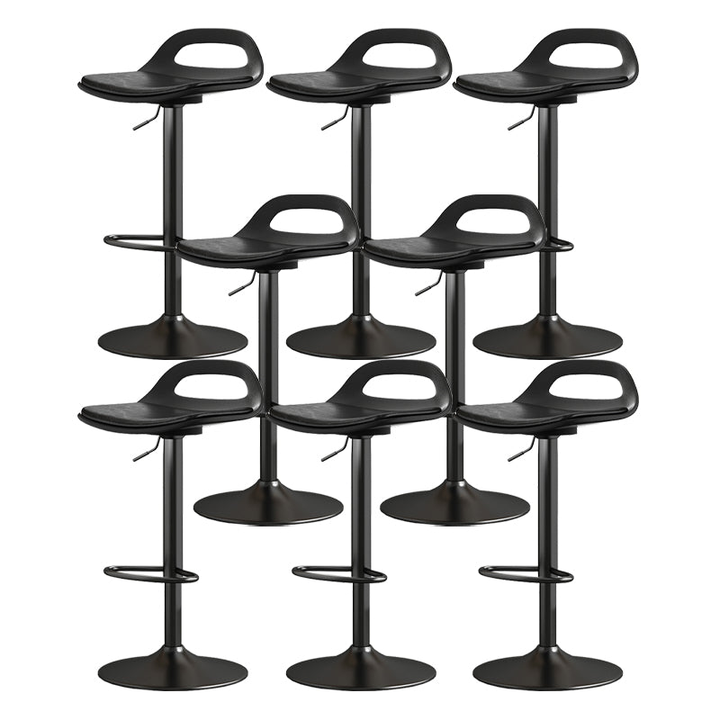 Modern Adjustable Height Swivel Low Back Bar Stool with Footrest Black 8 Piece Set Clearhalo 'Bar Furniture' 'Bar Stools' 'bar_stools' 'furn' 'furn_bar_stools' 'Furniture' 'Kitchen & Dining Furniture' 7686621