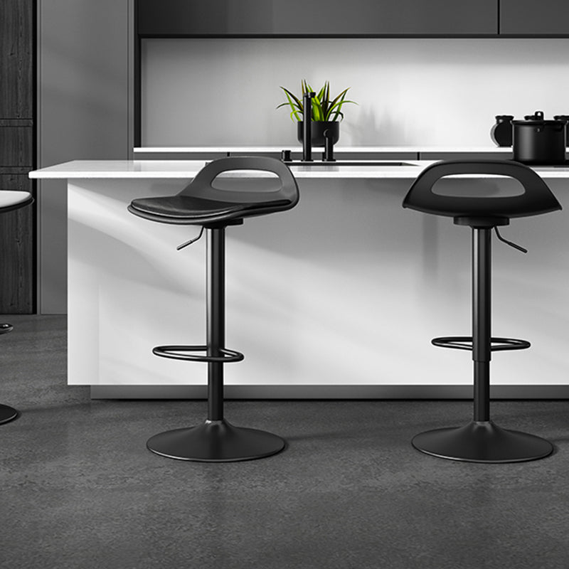 Modern Adjustable Height Swivel Low Back Bar Stool with Footrest Clearhalo 'Bar Furniture' 'Bar Stools' 'bar_stools' 'furn' 'furn_bar_stools' 'Furniture' 'Kitchen & Dining Furniture' 7686631