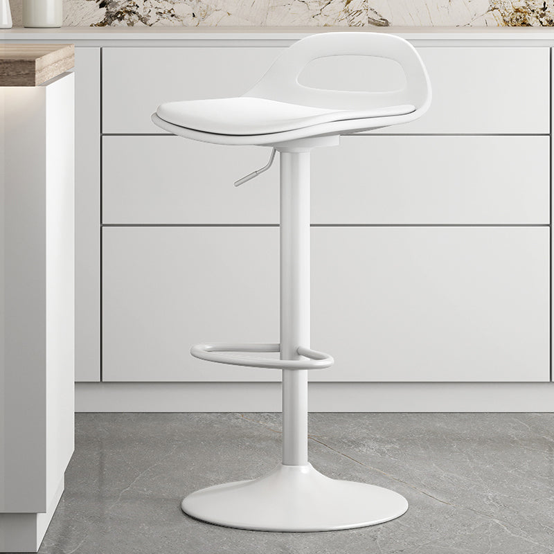 Modern Adjustable Height Swivel Low Back Bar Stool with Footrest White 1 Piece Clearhalo 'Bar Furniture' 'Bar Stools' 'bar_stools' 'furn' 'furn_bar_stools' 'Furniture' 'Kitchen & Dining Furniture' 7686632