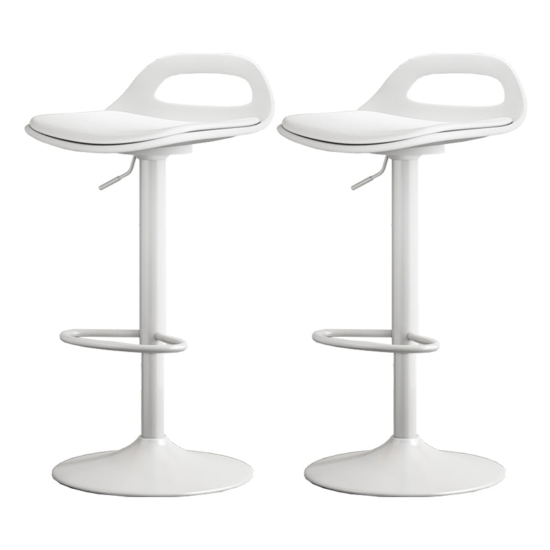 Modern Adjustable Height Swivel Low Back Bar Stool with Footrest White 2 Piece Set Clearhalo 'Bar Furniture' 'Bar Stools' 'bar_stools' 'furn' 'furn_bar_stools' 'Furniture' 'Kitchen & Dining Furniture' 7686633