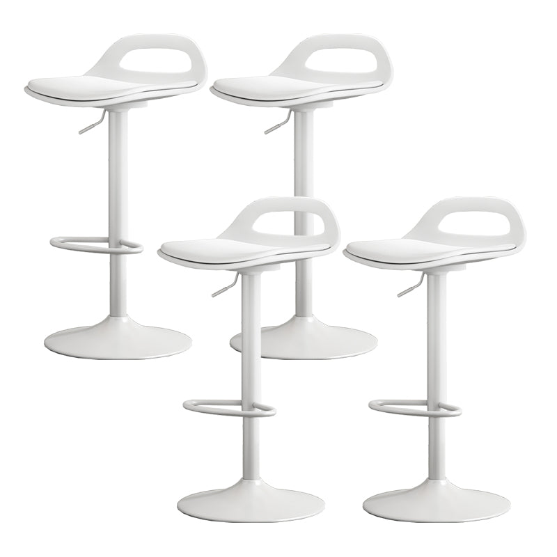 Modern Adjustable Height Swivel Low Back Bar Stool with Footrest White 4 Piece Set Clearhalo 'Bar Furniture' 'Bar Stools' 'bar_stools' 'furn' 'furn_bar_stools' 'Furniture' 'Kitchen & Dining Furniture' 7686634