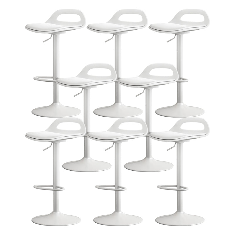 Modern Adjustable Height Swivel Low Back Bar Stool with Footrest White 8 Piece Set Clearhalo 'Bar Furniture' 'Bar Stools' 'bar_stools' 'furn' 'furn_bar_stools' 'Furniture' 'Kitchen & Dining Furniture' 7686636