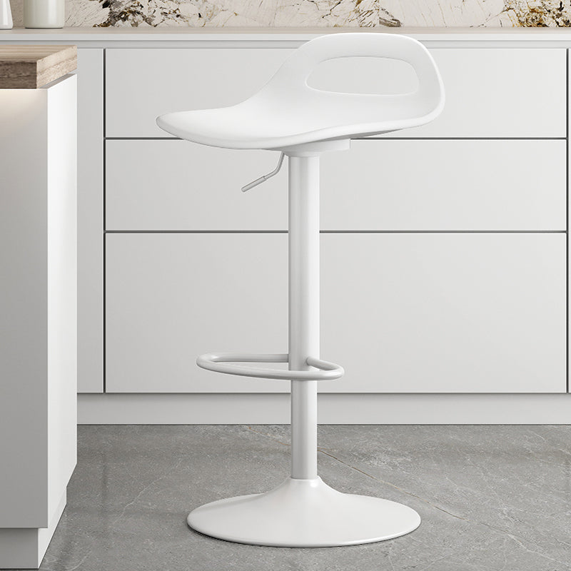 Modern Adjustable Height Swivel Low Back Bar Stool with Footrest White-Silver 1 Piece Clearhalo 'Bar Furniture' 'Bar Stools' 'bar_stools' 'furn' 'furn_bar_stools' 'Furniture' 'Kitchen & Dining Furniture' 7686637
