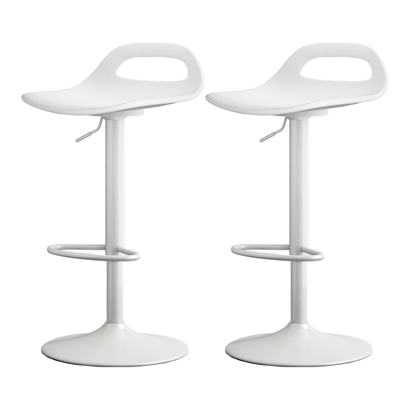 Modern Adjustable Height Swivel Low Back Bar Stool with Footrest White-Silver 2 Piece Set Clearhalo 'Bar Furniture' 'Bar Stools' 'bar_stools' 'furn' 'furn_bar_stools' 'Furniture' 'Kitchen & Dining Furniture' 7686638