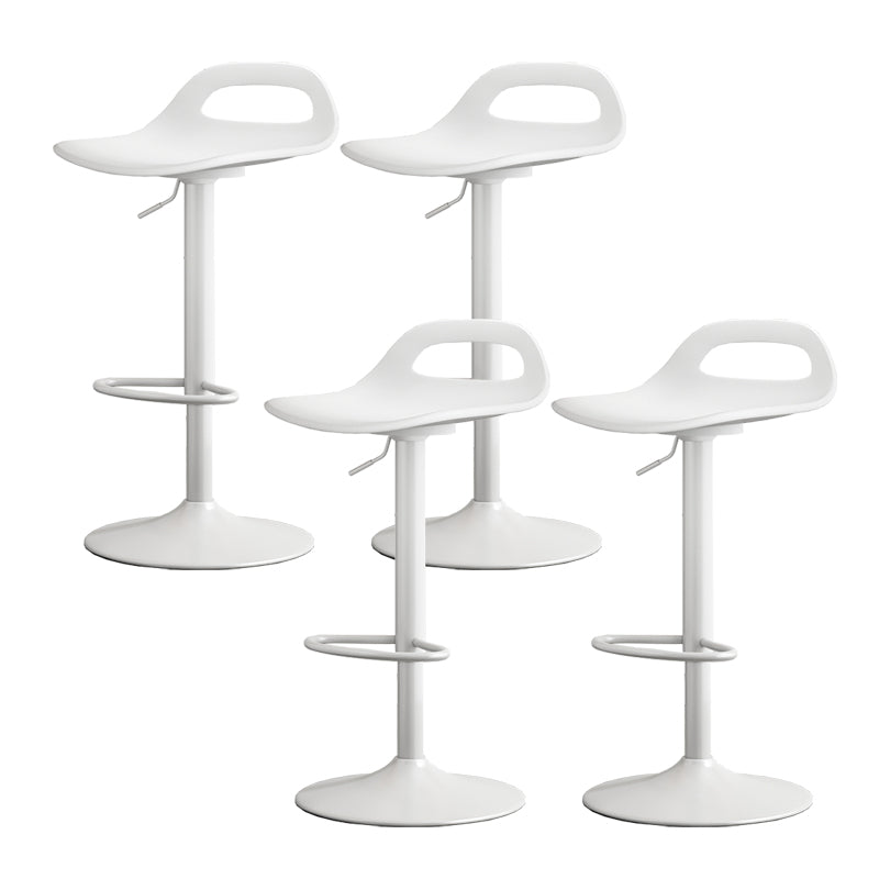 Modern Adjustable Height Swivel Low Back Bar Stool with Footrest White-Silver 4 Piece Set Clearhalo 'Bar Furniture' 'Bar Stools' 'bar_stools' 'furn' 'furn_bar_stools' 'Furniture' 'Kitchen & Dining Furniture' 7686639