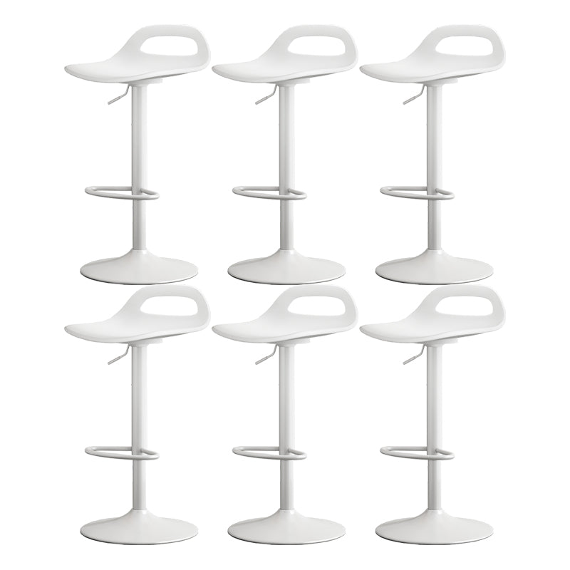 Modern Adjustable Height Swivel Low Back Bar Stool with Footrest White-Silver 6 Piece Set Clearhalo 'Bar Furniture' 'Bar Stools' 'bar_stools' 'furn' 'furn_bar_stools' 'Furniture' 'Kitchen & Dining Furniture' 7686640