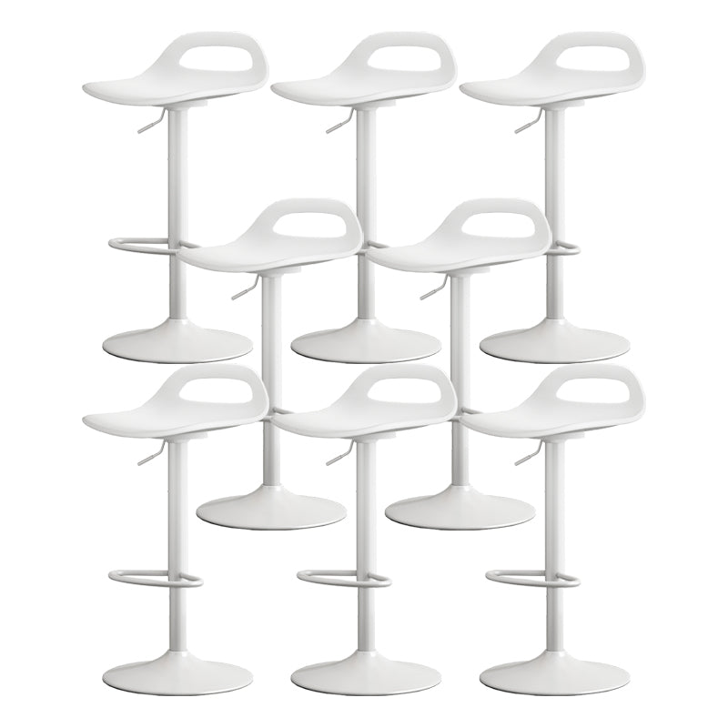 Modern Adjustable Height Swivel Low Back Bar Stool with Footrest White-Silver 8 Piece Set Clearhalo 'Bar Furniture' 'Bar Stools' 'bar_stools' 'furn' 'furn_bar_stools' 'Furniture' 'Kitchen & Dining Furniture' 7686641