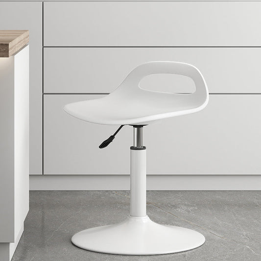 Modern Adjustable Height Swivel Low Back Bar Stool with Footrest Matte White 1 Piece