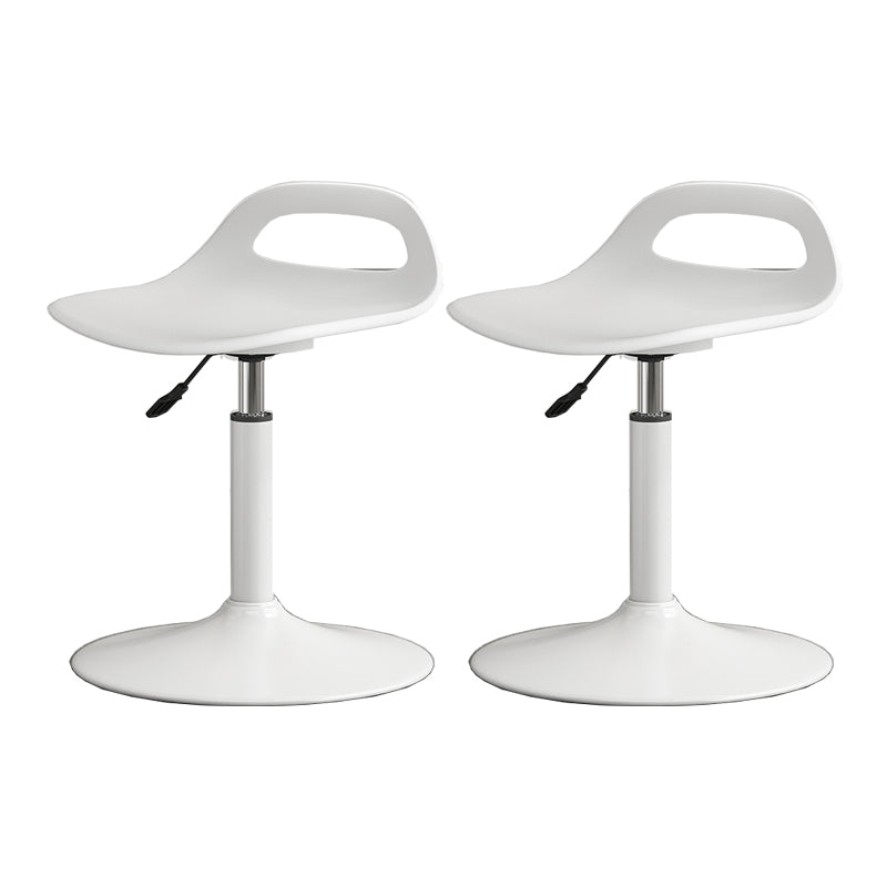 Modern Adjustable Height Swivel Low Back Bar Stool with Footrest Matte White 2 Piece Set Clearhalo 'Bar Furniture' 'Bar Stools' 'bar_stools' 'furn' 'furn_bar_stools' 'Furniture' 'Kitchen & Dining Furniture' 7686643
