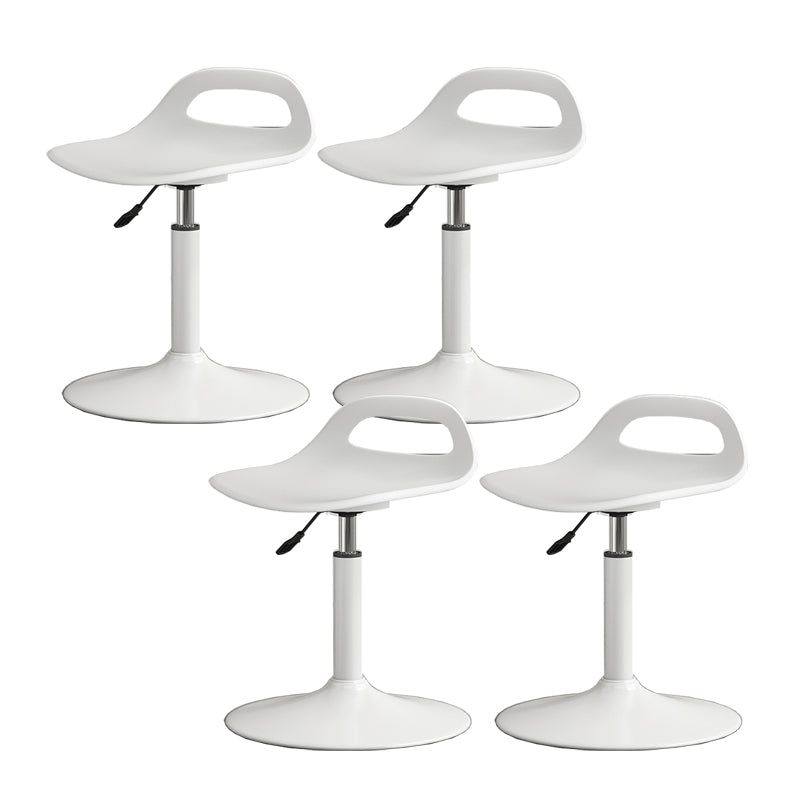 Modern Adjustable Height Swivel Low Back Bar Stool with Footrest Matte White 4 Piece Set Clearhalo 'Bar Furniture' 'Bar Stools' 'bar_stools' 'furn' 'furn_bar_stools' 'Furniture' 'Kitchen & Dining Furniture' 7686644
