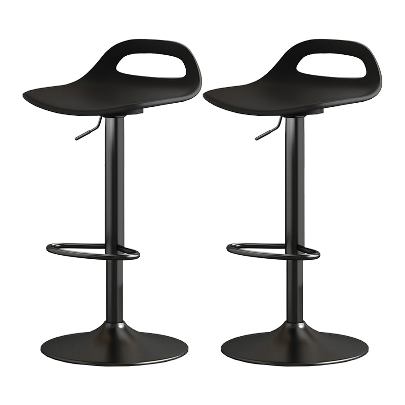 Modern Adjustable Height Swivel Low Back Bar Stool with Footrest Black Silver 2 Piece Set Clearhalo 'Bar Furniture' 'Bar Stools' 'bar_stools' 'furn' 'furn_bar_stools' 'Furniture' 'Kitchen & Dining Furniture' 7686648
