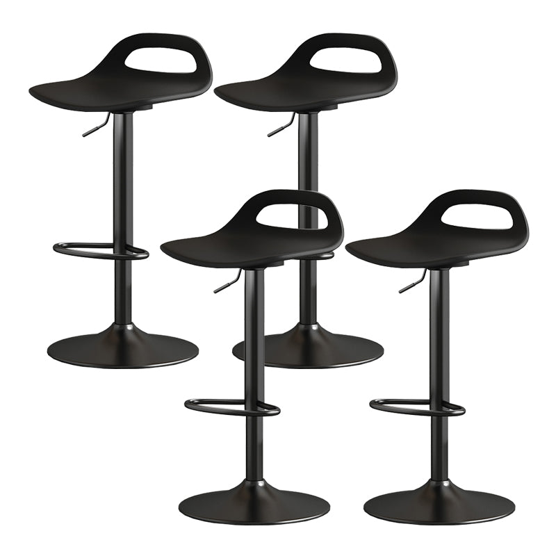 Modern Adjustable Height Swivel Low Back Bar Stool with Footrest Black Silver 4 Piece Set Clearhalo 'Bar Furniture' 'Bar Stools' 'bar_stools' 'furn' 'furn_bar_stools' 'Furniture' 'Kitchen & Dining Furniture' 7686649