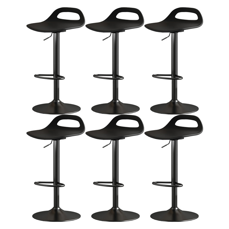 Modern Adjustable Height Swivel Low Back Bar Stool with Footrest Black Silver 6 Piece Set Clearhalo 'Bar Furniture' 'Bar Stools' 'bar_stools' 'furn' 'furn_bar_stools' 'Furniture' 'Kitchen & Dining Furniture' 7686650