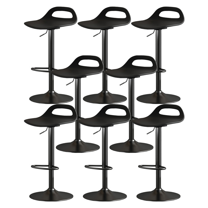 Modern Adjustable Height Swivel Low Back Bar Stool with Footrest Black Silver 8 Piece Set Clearhalo 'Bar Furniture' 'Bar Stools' 'bar_stools' 'furn' 'furn_bar_stools' 'Furniture' 'Kitchen & Dining Furniture' 7686651