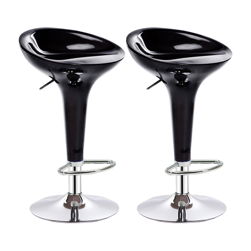 Modern Adjustable Height Swivel Armless Bar Stool with Metal Base Black 2 Piece Set Clearhalo 'Bar Furniture' 'Bar Stools' 'bar_stools' 'furn' 'furn_bar_stools' 'Furniture' 'Kitchen & Dining Furniture' 7686683