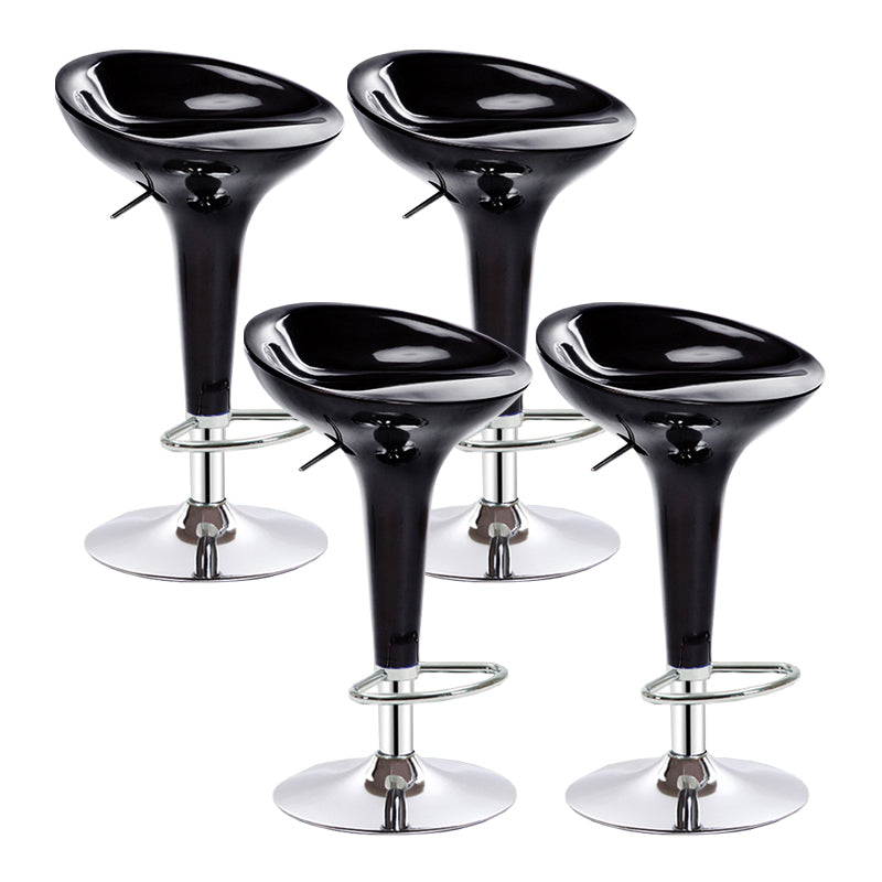 Modern Adjustable Height Swivel Armless Bar Stool with Metal Base Black 4 Piece Set Clearhalo 'Bar Furniture' 'Bar Stools' 'bar_stools' 'furn' 'furn_bar_stools' 'Furniture' 'Kitchen & Dining Furniture' 7686685