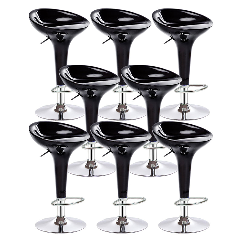 Modern Adjustable Height Swivel Armless Bar Stool with Metal Base Black 8 Piece Set Clearhalo 'Bar Furniture' 'Bar Stools' 'bar_stools' 'furn' 'furn_bar_stools' 'Furniture' 'Kitchen & Dining Furniture' 7686689