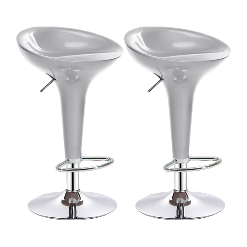 Modern Adjustable Height Swivel Armless Bar Stool with Metal Base Silver 2 Piece Set Clearhalo 'Bar Furniture' 'Bar Stools' 'bar_stools' 'furn' 'furn_bar_stools' 'Furniture' 'Kitchen & Dining Furniture' 7686694