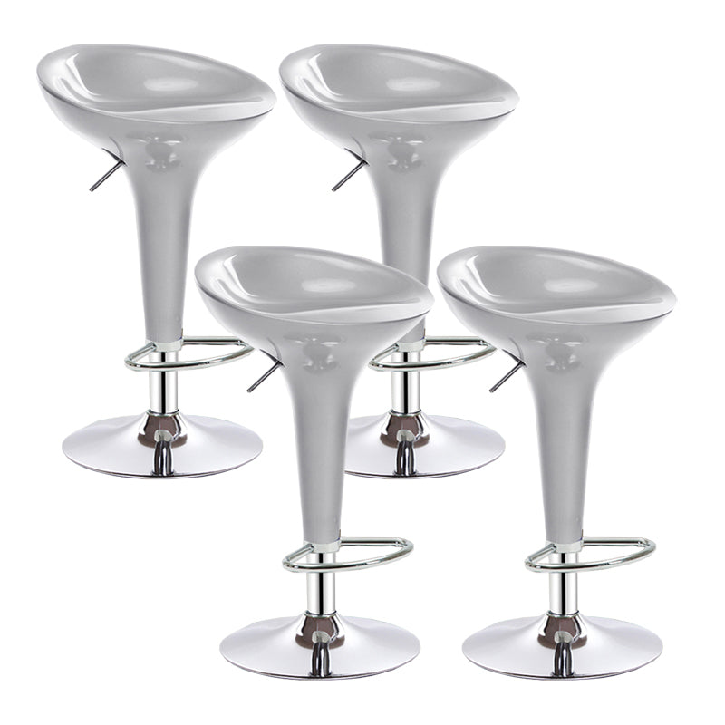 Modern Adjustable Height Swivel Armless Bar Stool with Metal Base Silver 4 Piece Set Clearhalo 'Bar Furniture' 'Bar Stools' 'bar_stools' 'furn' 'furn_bar_stools' 'Furniture' 'Kitchen & Dining Furniture' 7686696