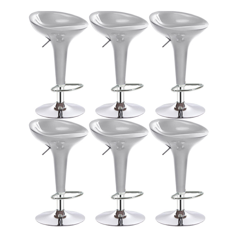 Modern Adjustable Height Swivel Armless Bar Stool with Metal Base Silver 6 Piece Set Clearhalo 'Bar Furniture' 'Bar Stools' 'bar_stools' 'furn' 'furn_bar_stools' 'Furniture' 'Kitchen & Dining Furniture' 7686697