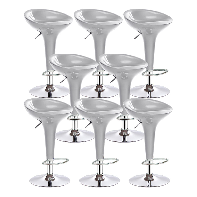 Modern Adjustable Height Swivel Armless Bar Stool with Metal Base Silver 8 Piece Set Clearhalo 'Bar Furniture' 'Bar Stools' 'bar_stools' 'furn' 'furn_bar_stools' 'Furniture' 'Kitchen & Dining Furniture' 7686699