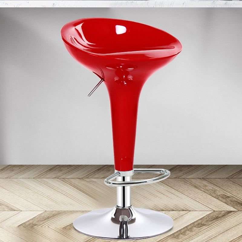 Modern Adjustable Height Swivel Armless Bar Stool with Metal Base Red 1 Piece Clearhalo 'Bar Furniture' 'Bar Stools' 'bar_stools' 'furn' 'furn_bar_stools' 'Furniture' 'Kitchen & Dining Furniture' 7686701