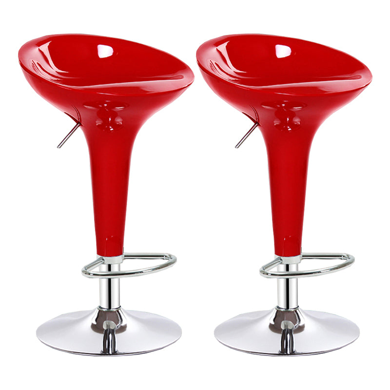Modern Adjustable Height Swivel Armless Bar Stool with Metal Base Red 2 Piece Set Clearhalo 'Bar Furniture' 'Bar Stools' 'bar_stools' 'furn' 'furn_bar_stools' 'Furniture' 'Kitchen & Dining Furniture' 7686702