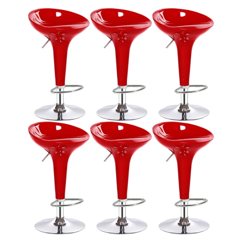 Modern Adjustable Height Swivel Armless Bar Stool with Metal Base Red 6 Piece Set Clearhalo 'Bar Furniture' 'Bar Stools' 'bar_stools' 'furn' 'furn_bar_stools' 'Furniture' 'Kitchen & Dining Furniture' 7686704