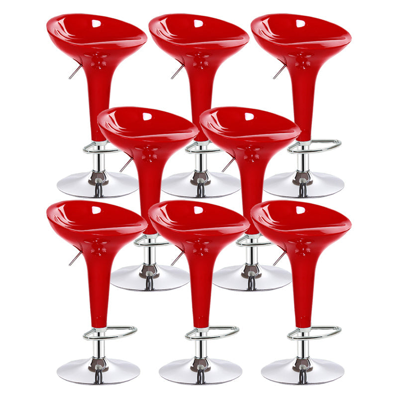 Modern Adjustable Height Swivel Armless Bar Stool with Metal Base Red 8 Piece Set Clearhalo 'Bar Furniture' 'Bar Stools' 'bar_stools' 'furn' 'furn_bar_stools' 'Furniture' 'Kitchen & Dining Furniture' 7686705