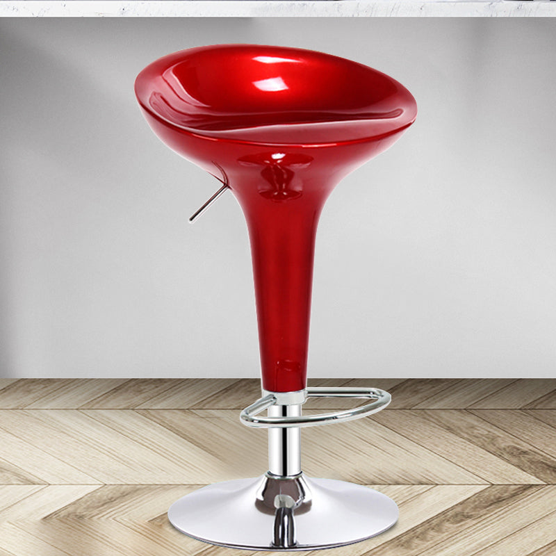 Modern Adjustable Height Swivel Armless Bar Stool with Metal Base Burgundy 1 Piece Clearhalo 'Bar Furniture' 'Bar Stools' 'bar_stools' 'furn' 'furn_bar_stools' 'Furniture' 'Kitchen & Dining Furniture' 7686706