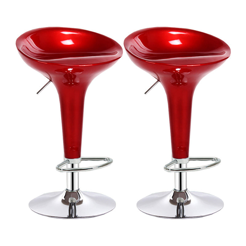 Modern Adjustable Height Swivel Armless Bar Stool with Metal Base Burgundy 2 Piece Set Clearhalo 'Bar Furniture' 'Bar Stools' 'bar_stools' 'furn' 'furn_bar_stools' 'Furniture' 'Kitchen & Dining Furniture' 7686707