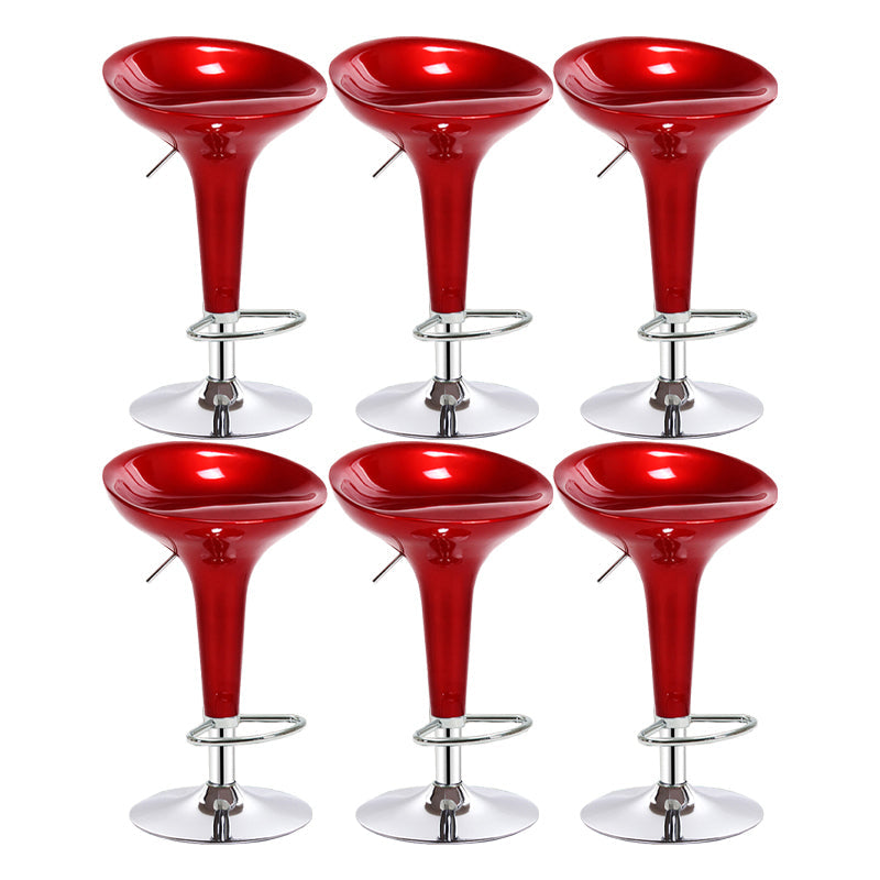 Modern Adjustable Height Swivel Armless Bar Stool with Metal Base Burgundy 6 Piece Set Clearhalo 'Bar Furniture' 'Bar Stools' 'bar_stools' 'furn' 'furn_bar_stools' 'Furniture' 'Kitchen & Dining Furniture' 7686709