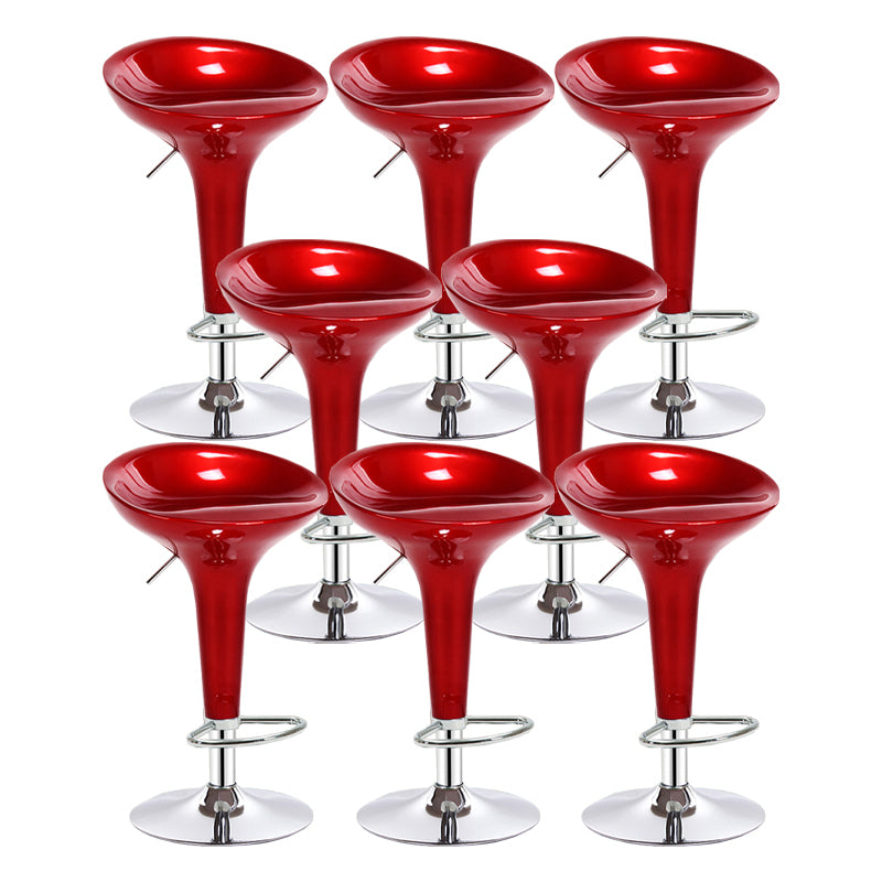Modern Adjustable Height Swivel Armless Bar Stool with Metal Base Burgundy 8 Piece Set Clearhalo 'Bar Furniture' 'Bar Stools' 'bar_stools' 'furn' 'furn_bar_stools' 'Furniture' 'Kitchen & Dining Furniture' 7686710