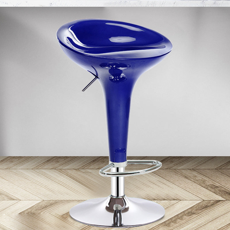 Modern Adjustable Height Swivel Armless Bar Stool with Metal Base Royal Blue 1 Piece Clearhalo 'Bar Furniture' 'Bar Stools' 'bar_stools' 'furn' 'furn_bar_stools' 'Furniture' 'Kitchen & Dining Furniture' 7686711